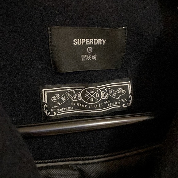 SUPERDRY Premium Pea Coat Navy - Picture 2 of 5